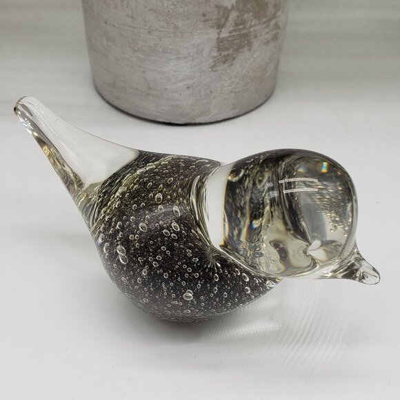Small Black Gold Speckled Art Glass Bird Paperweight or Figurine - AS IS - Picture 8 of 8